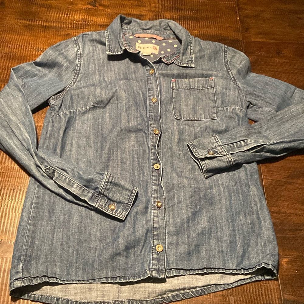 FEED USA + Target Denim Shirt Cotton Long Sleeve One Pocket Size S